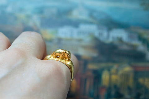 Rare 19th Century Elephant Gold Ring