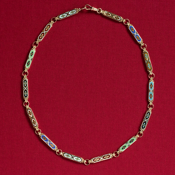 Antique 19th Century Swiss Enamel Chain