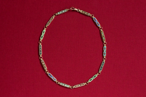 Antique 19th Century Swiss Enamel Chain