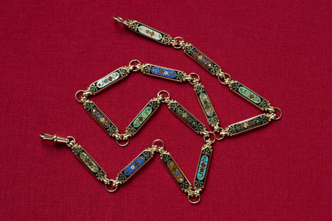 Antique 19th Century Swiss Enamel Chain