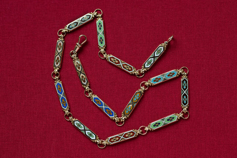 Antique 19th Century Swiss Enamel Chain