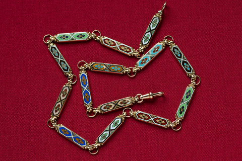 Antique 19th Century Swiss Enamel Chain