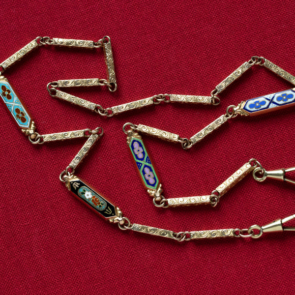 Antique 19th Century Swiss Enamel Chain