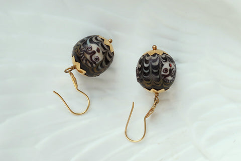 A Pair of Ancient Glass 'Face' Bead Earrings