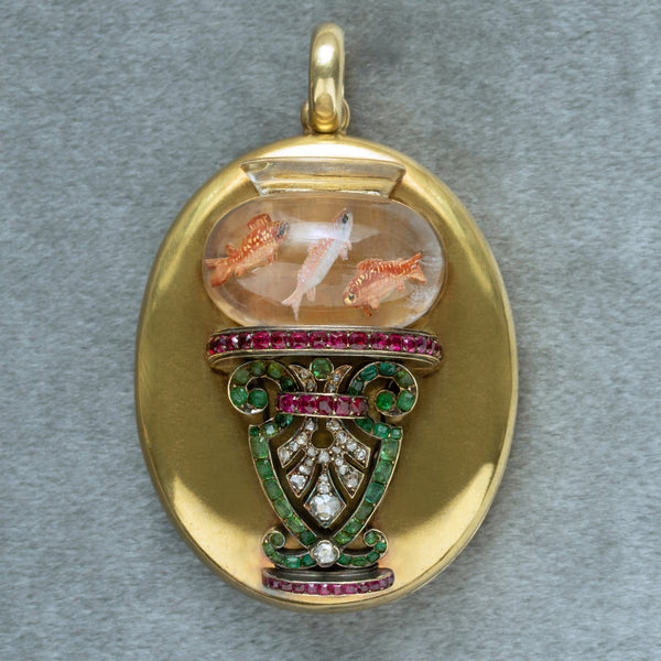 Late 19th-Century French Gem-Set 'Fishbowl' Locket