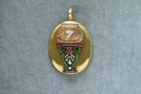 Late 19th-Century French Gem-Set 'Fishbowl' Locket