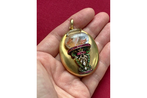 Late 19th-Century French Gem-Set 'Fishbowl' Locket