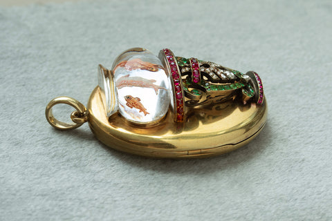 Late 19th-Century French Gem-Set 'Fishbowl' Locket