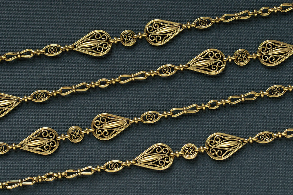 Late 19th Century French 18k Gold Sautoir Chain Necklace
