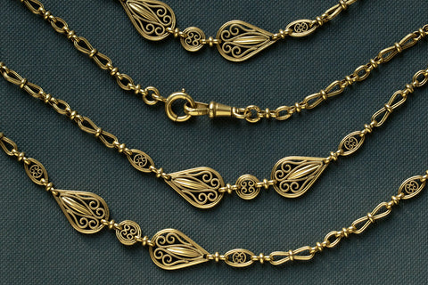 Late 19th Century French 18k Gold Sautoir Chain Necklace