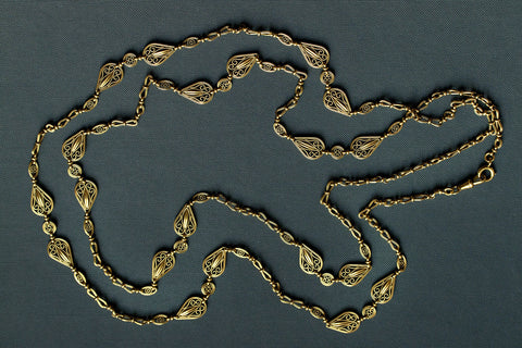 Late 19th Century French 18k Gold Sautoir Chain Necklace