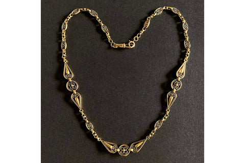 Antique French 18k Gold Ornate Link Chain
