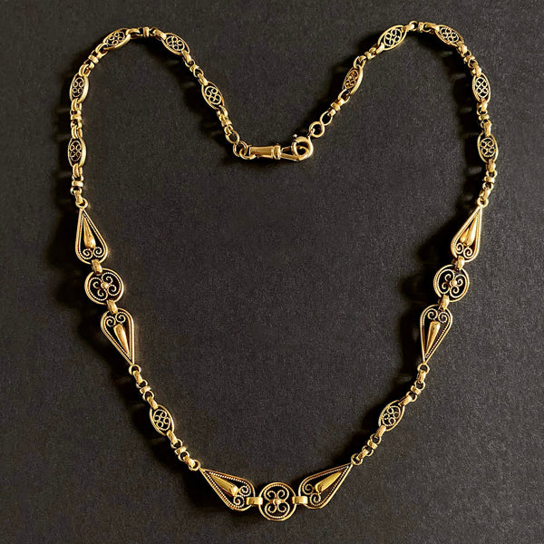 Antique French 18k Gold Ornate Link Chain