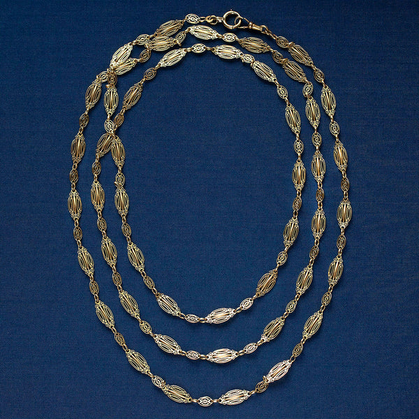 Antique French 18k Gold Sautoir Chain 
