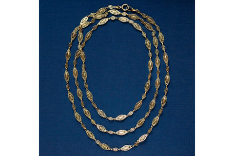 Antique French 18k Gold Sautoir Chain 