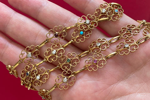 Late 19th Century French Gem-Set Chain Necklace
