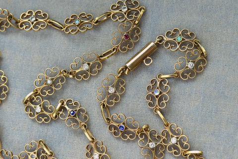 Late 19th Century French Gem-Set Chain Necklace
