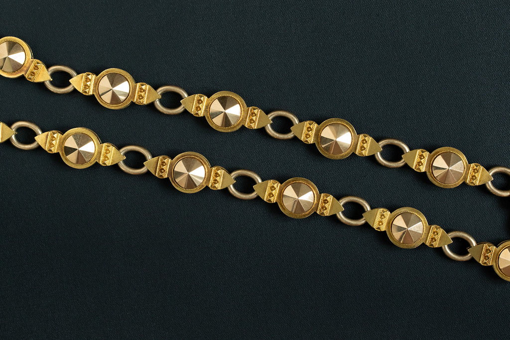 Victorian Pyramid & Circle Link Gold Chain