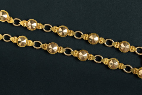 Victorian Pyramid & Circle Link Gold Chain