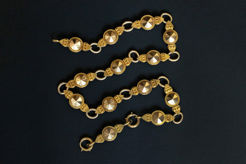 Victorian Pyramid & Circle Link Gold Chain