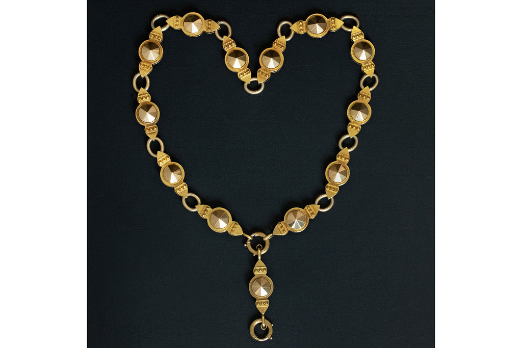 Victorian Pyramid & Circle Link Gold Chain