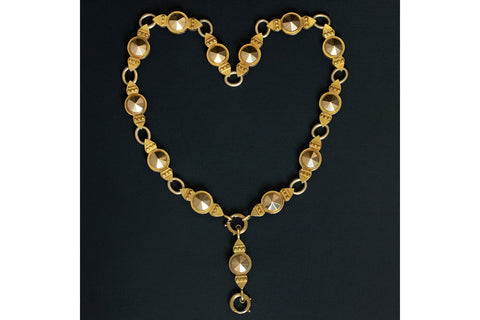 Victorian Pyramid & Circle Link Gold Chain