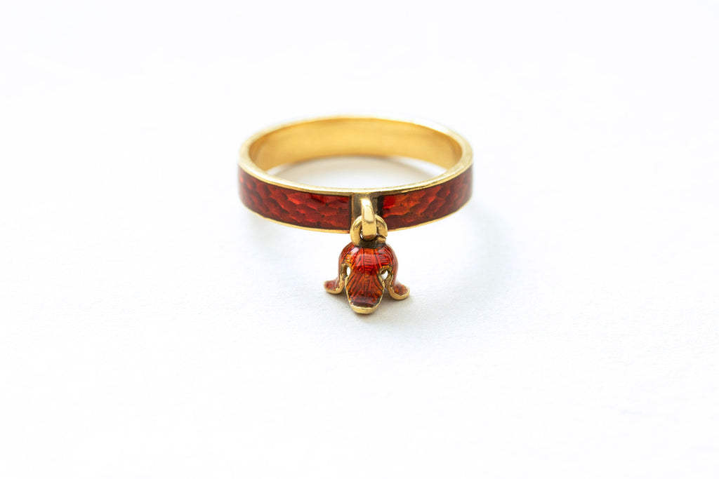 C.1820s. French Red Guilloché Enamel Ring