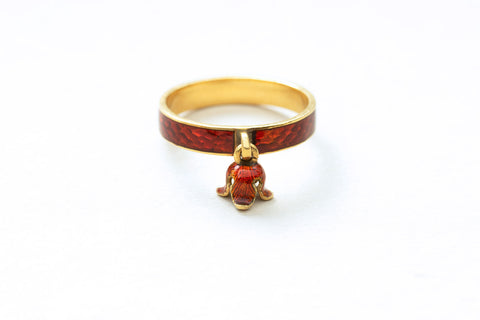 C.1820s. French Red Guilloché Enamel Ring