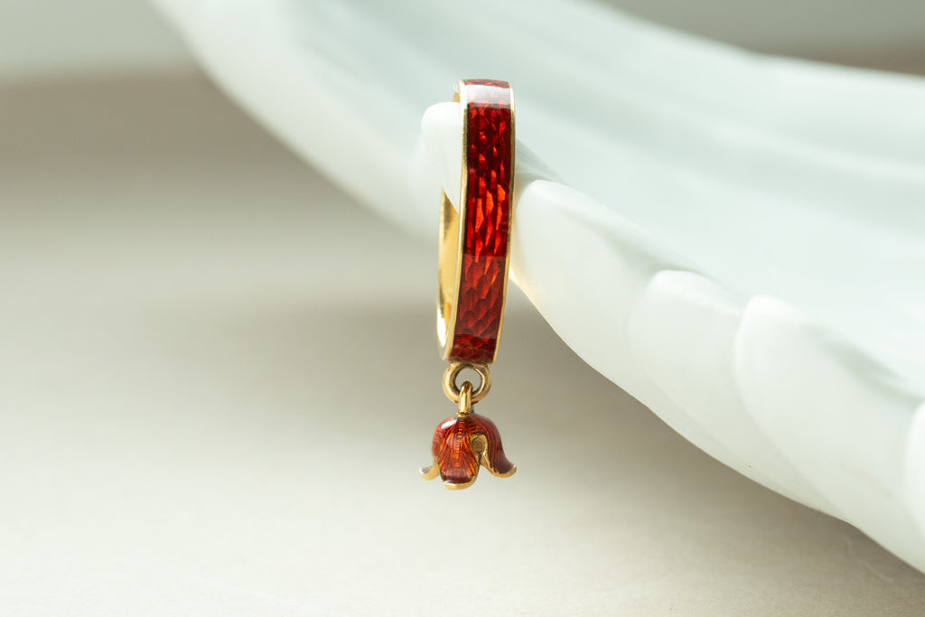 C.1820s. French Red Guilloché Enamel Ring