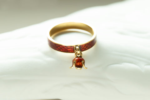 C.1820s. French Red Guilloché Enamel Ring
