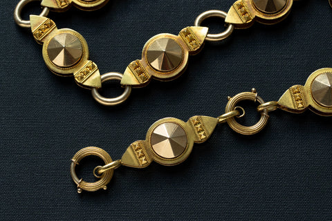 Victorian Pyramid & Circle Link Gold Chain