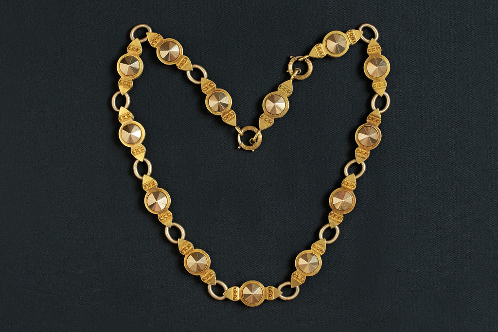 Victorian Pyramid & Circle Link Gold Chain