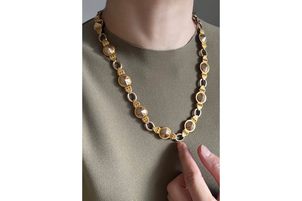 Victorian Pyramid & Circle Link Gold Chain