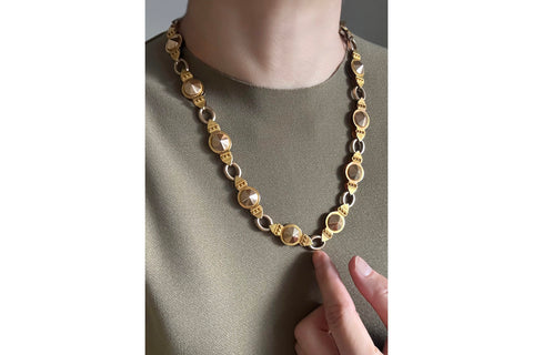Victorian Pyramid & Circle Link Gold Chain