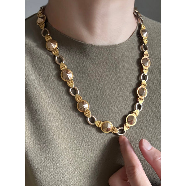 Victorian Pyramid & Circle Link Gold Chain