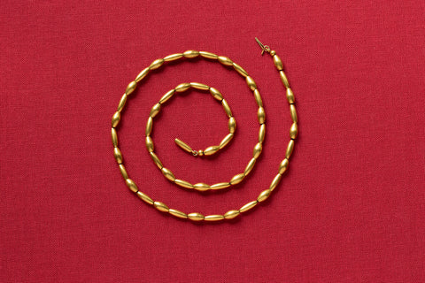 Victorian 14k Gold & Matte Black Enamel Bead Necklace Set