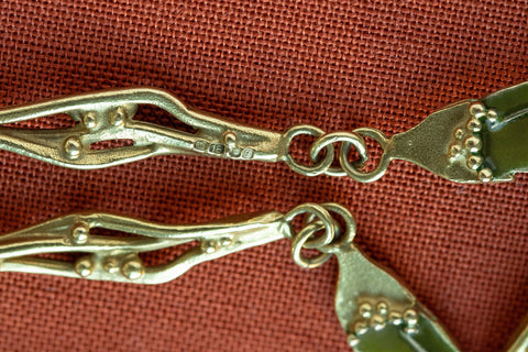 Green Enamel & 18k Gold Chain Necklace