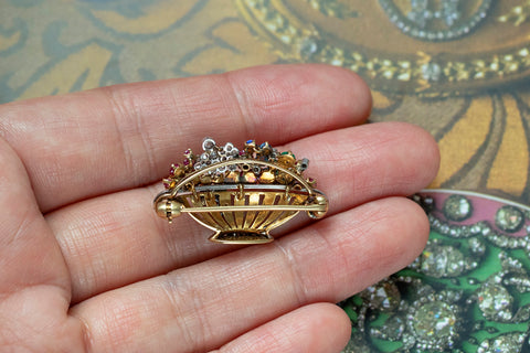 'Happy Jardiniére' Brooch of Diamond & Gemstone