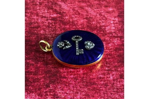 C.1840. Blue Enamel and Diamond 'LOVE' Locket