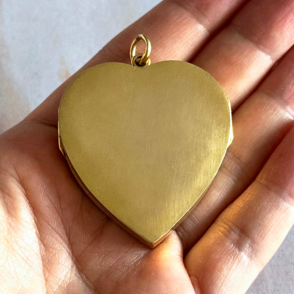 Oversized Vintage Gold Heart Locket