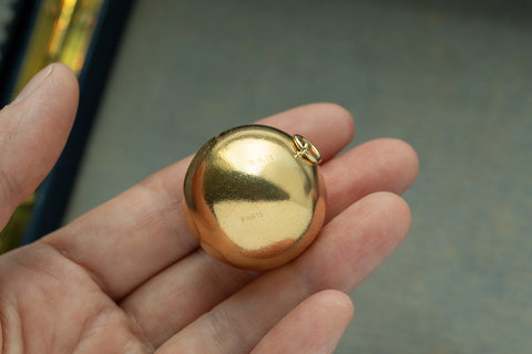 C.1960s. Oversized 14k Gold "Souvenir" Orb Pendant