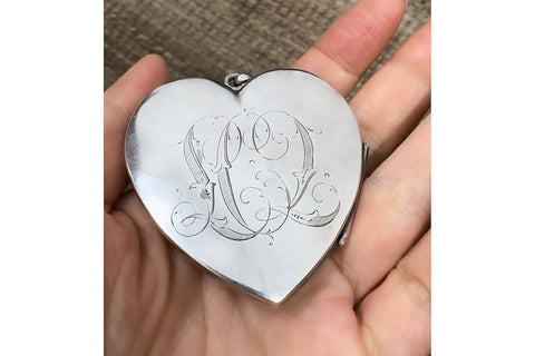 Extra Large Edwardian Sterling Silver Heart Locket