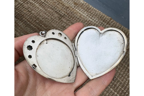 Extra Large Edwardian Sterling Silver Heart Locket