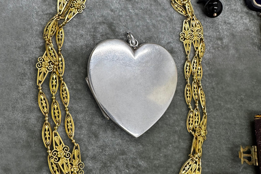 Extra Large Edwardian Sterling Silver Heart Locket