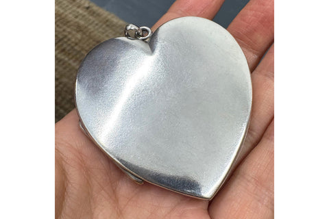 Extra Large Edwardian Sterling Silver Heart Locket