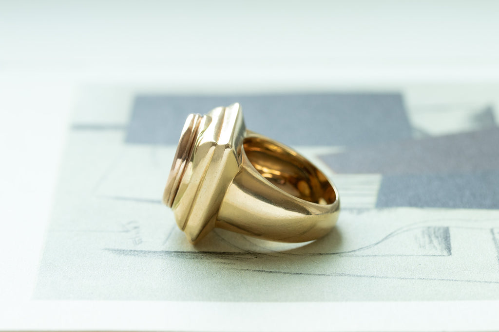 Heavy 18k Gold & Carved Carnelian Mercury Intaglio Ring