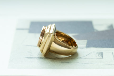Heavy 18k Gold & Carved Carnelian Mercury Intaglio Ring