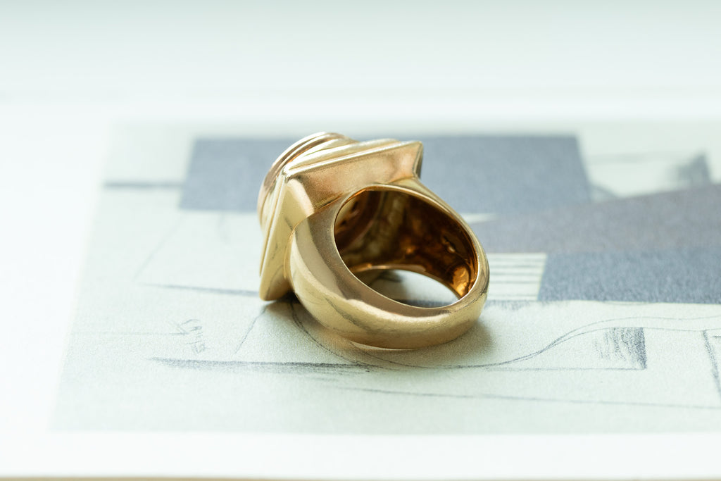 Heavy 18k Gold & Carved Carnelian Mercury Intaglio Ring