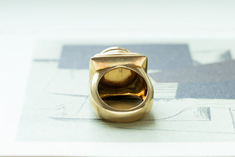 Heavy 18k Gold & Carved Carnelian Mercury Intaglio Ring