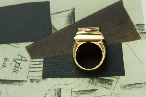 Heavy 18k Gold & Carved Carnelian Mercury Intaglio Ring